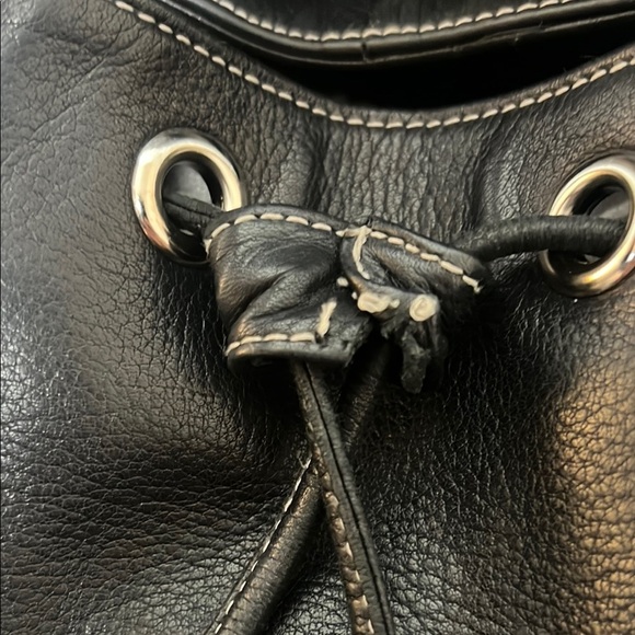 Perlina Black Buttery Smooth Pebbled Leather Backpack - Picture 5 of 14